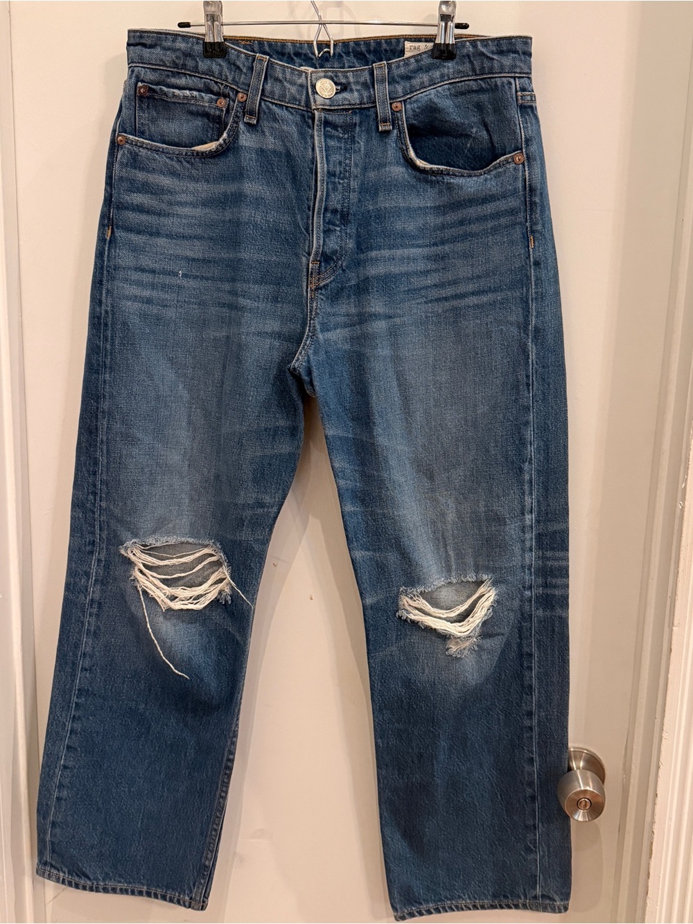 Rag & Bone Maya High-Rise Ankle Straight Jeans Size 29 90s Grunge / Distressed